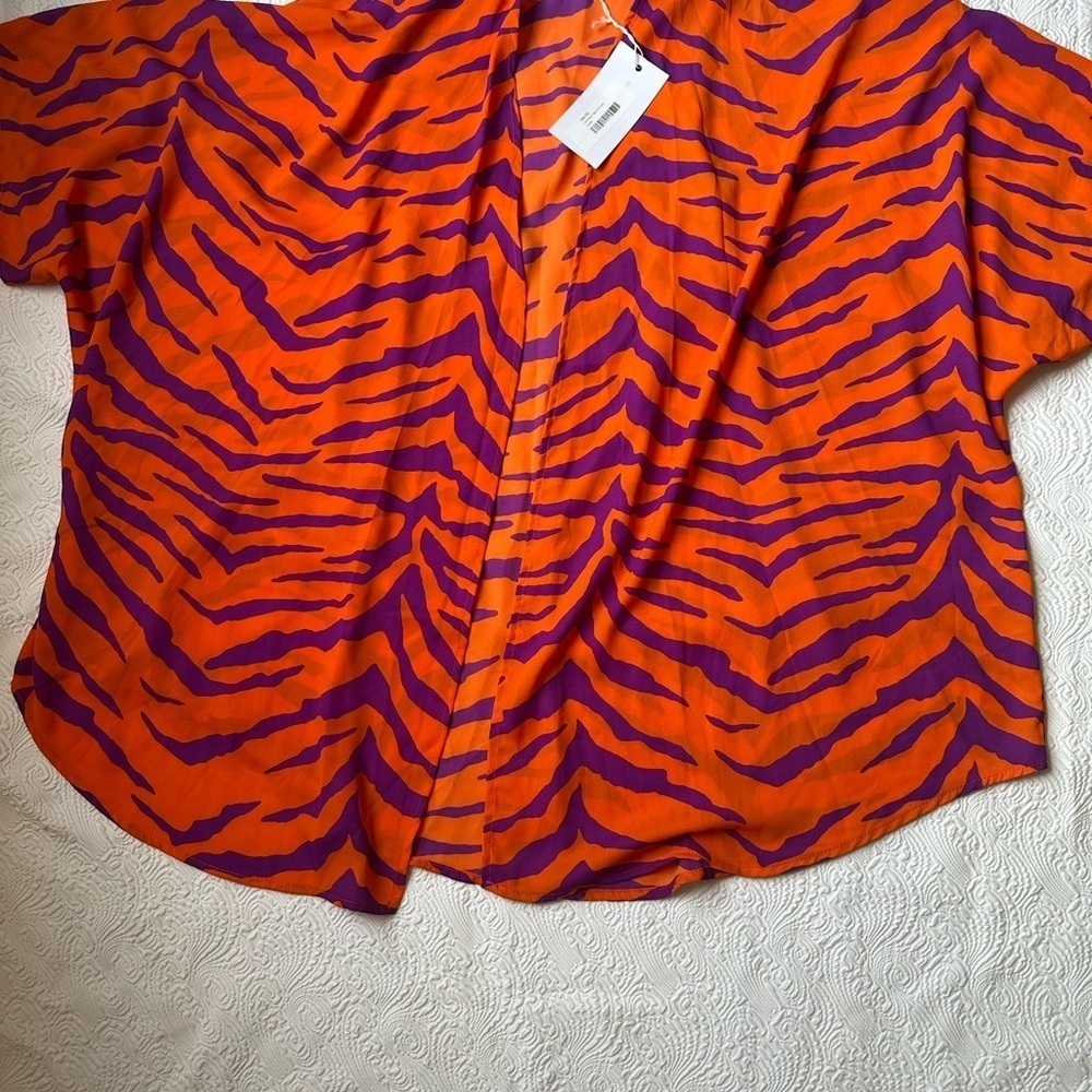 Adrienne Orange and Purple Animal Print Blouse